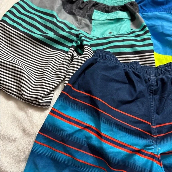 Boys L/XL 12/4 3 Colorful Striped Swim Shorts Lot - Picture 10 of 12
